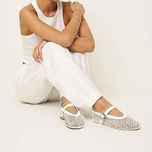 MICIFA Women's Mesh Ballet Flats Fishnet Ballerina Flats Buckle Strap Mary Jane Flats Causal Dail... | Amazon (US)
