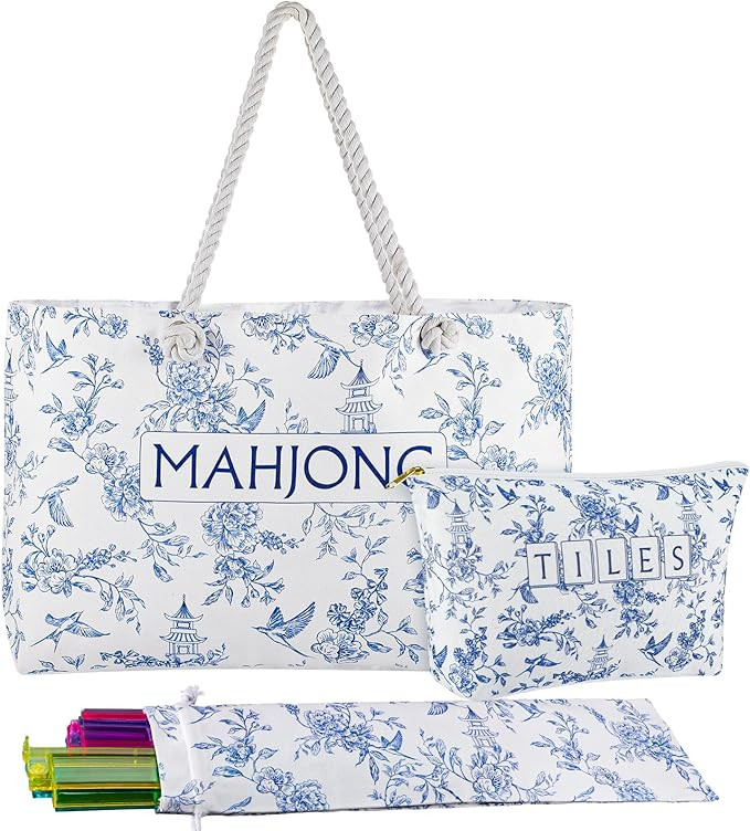 Empty Mahjong Bags Set for Tiles and Racks 24x13 Inch American Mahjong Carrying Bag Tote Tiles Ba... | Amazon (US)
