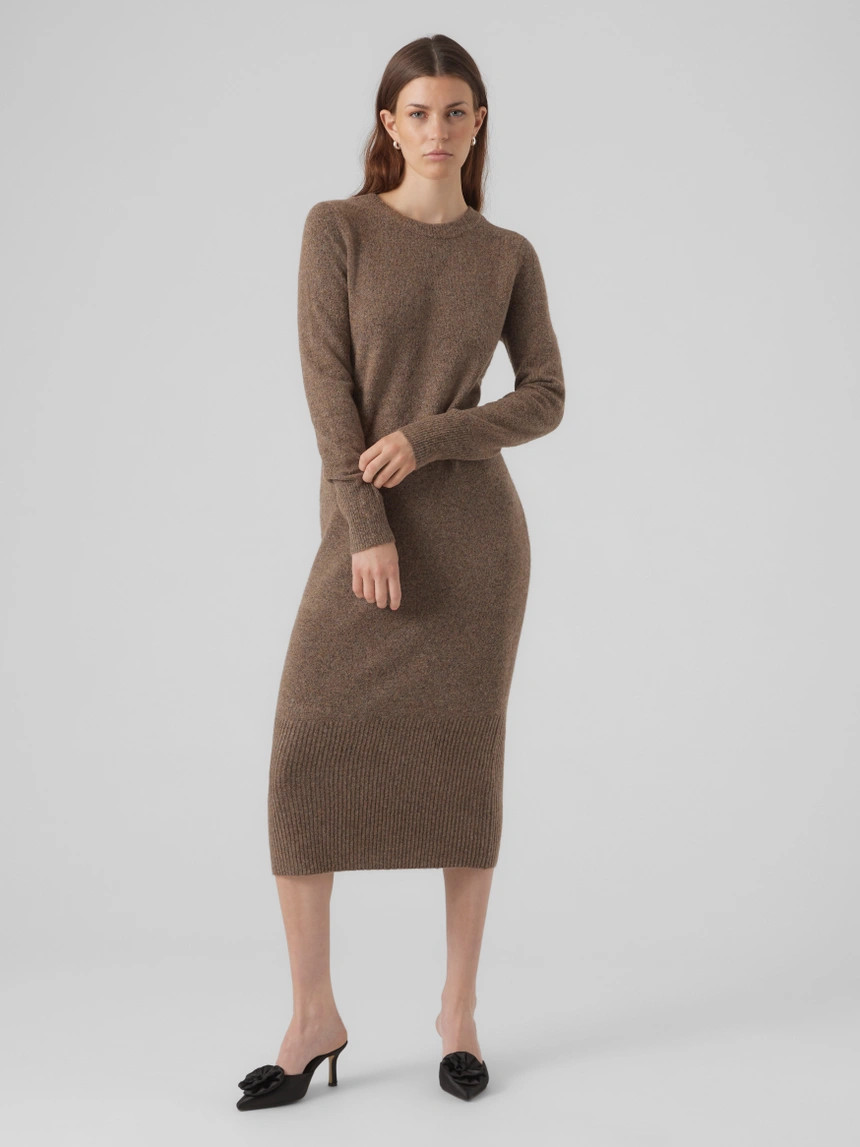 Normal geschnitten Rundhals Tall Lange Bündchen Normale Ärmel Langes Kleid | Vero Moda