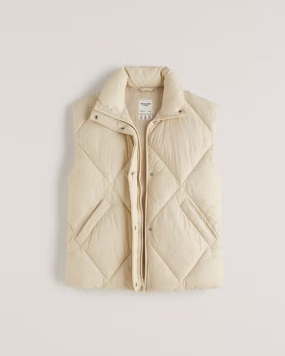 A&F Oversized Vegan Leather Quilted Vest | Abercrombie & Fitch (US)