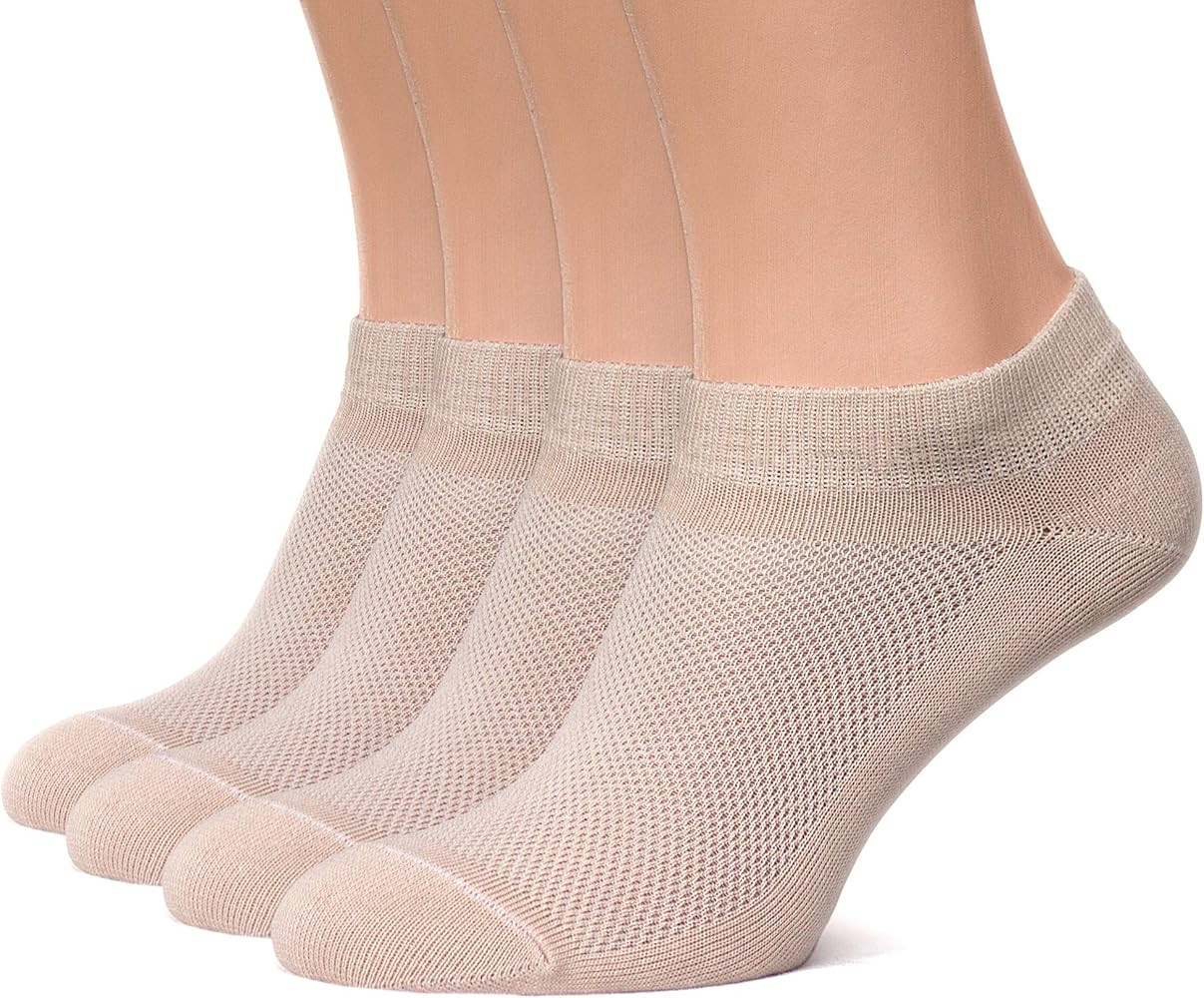 4 Pack Unisex Ultra Thin Socks Breathable Cotton Ankle Womens Mesh Low Cut Running black white color | Amazon (US)