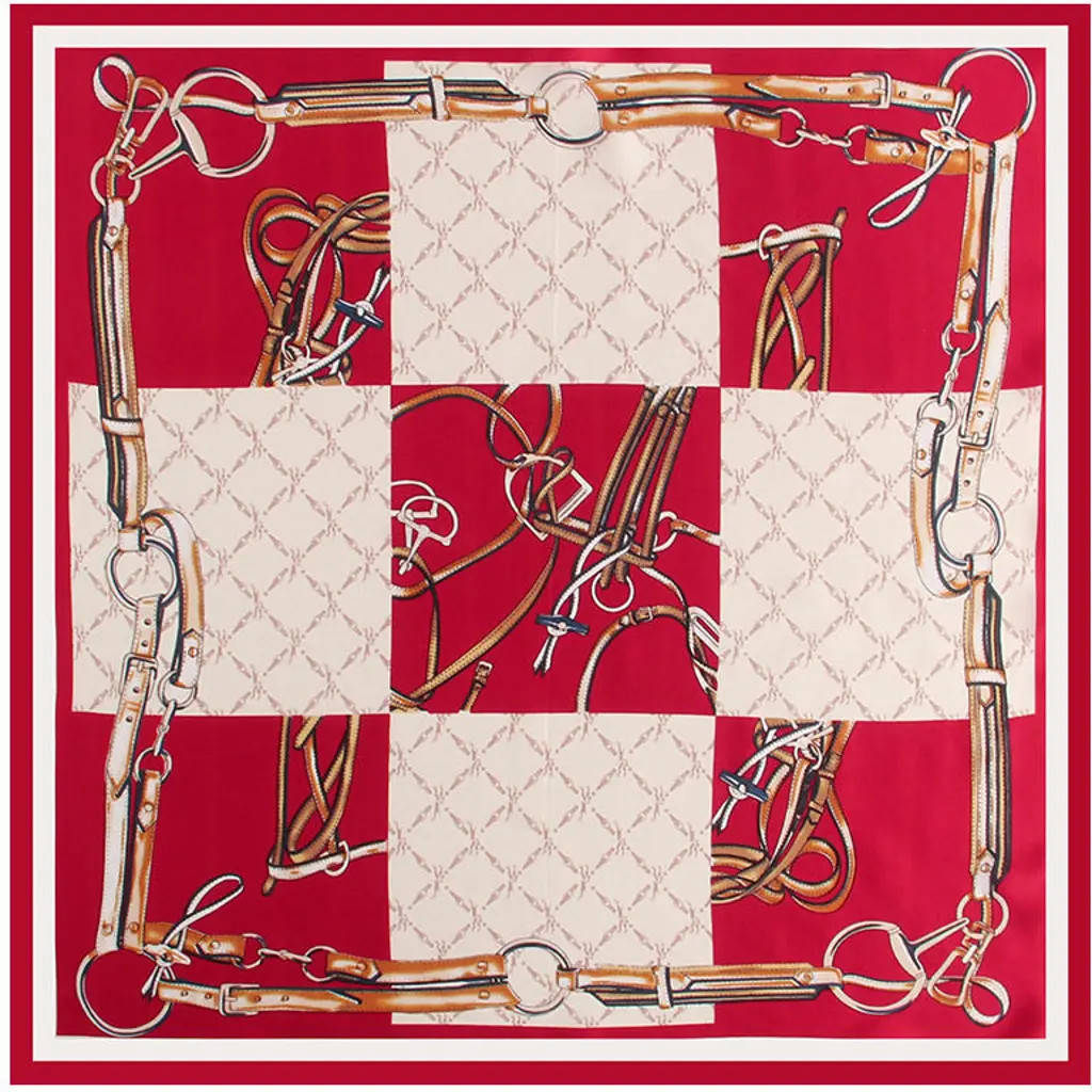 SILKSILKY Pure Silk Printed Designer Square Scarf in Darkred at Nordstrom | Nordstrom