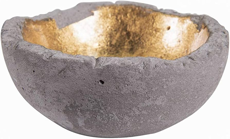 Creative Co-Op DA5827-1 Grey Cement Bowl with Gold Leaf Interior | Amazon (US)
