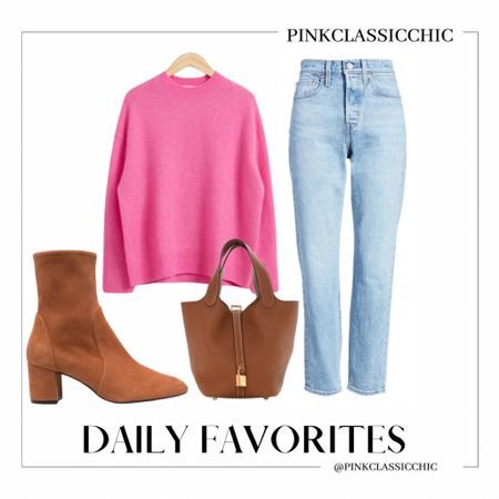 Valentine’s Day outfit, pink sweater, pink, Valentine’s Day styles, Valentine’s Day, sock boots, brown boots, booties, Levi’s, jeans, Picotin bag, Hermes

#LTKstyletip #LTKunder100 #LTKSale