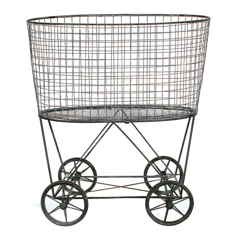 Metal Vintage Laundry Basket with Wheels - 3R Studios | Target