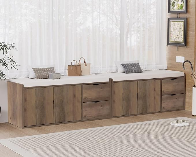 LVB Entryway Bench with Storage, 40” Storage Bench with Padded Cushioned Seat, Farmhouse Shoe B... | Amazon (US)