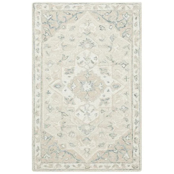 SAFAVIEH Handmade Micro-Loop Heidegunde Wool Rug - 8' x 10' - Light Grey/Ivory | Bed Bath & Beyond