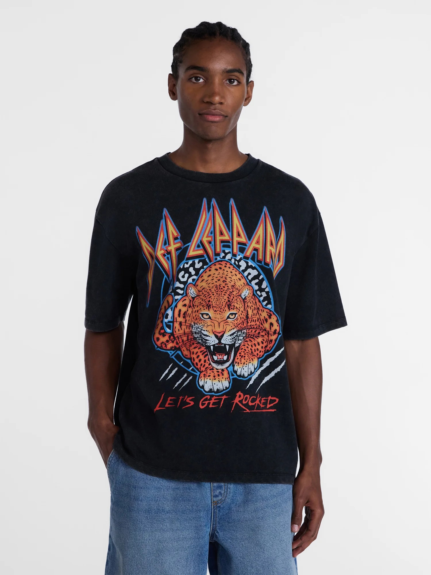 Def Leppard Men s & Men s and Tall Mineral Wash Boxy Graphic Tee Sizes XS–5XB & MT-4XLT | Walmart (US)
