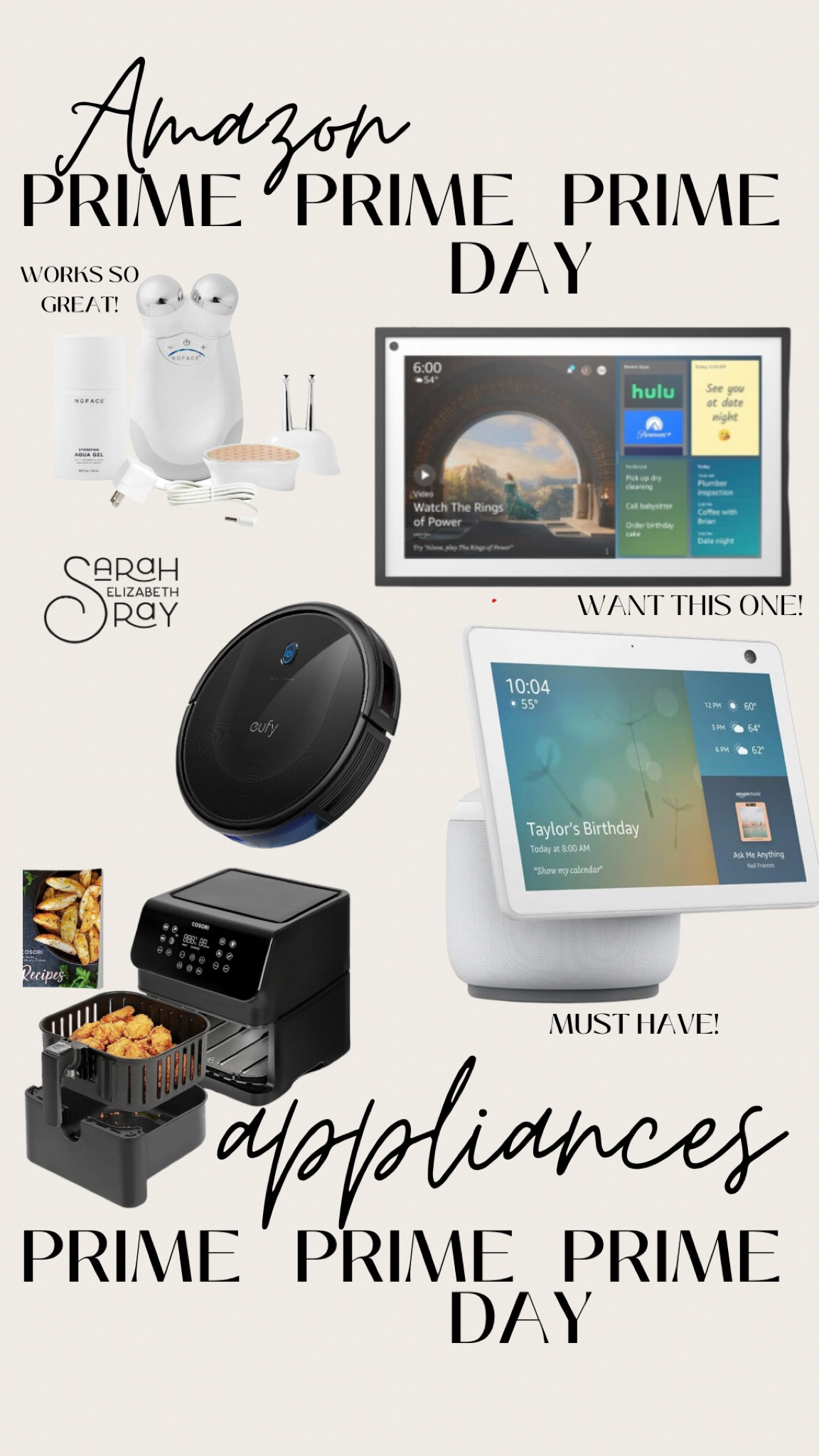 Amazon Prime Day appliances • I have the Alexa and love it. The speaker on it is perfect for kitchen dance offs. The Alexa tv is on my list. The NuFACE is awesome. I have it and love it. Like a mini face lift and minimizes wrinkles. 

#LTKxPrimeDay #LTKhome #LTKFind