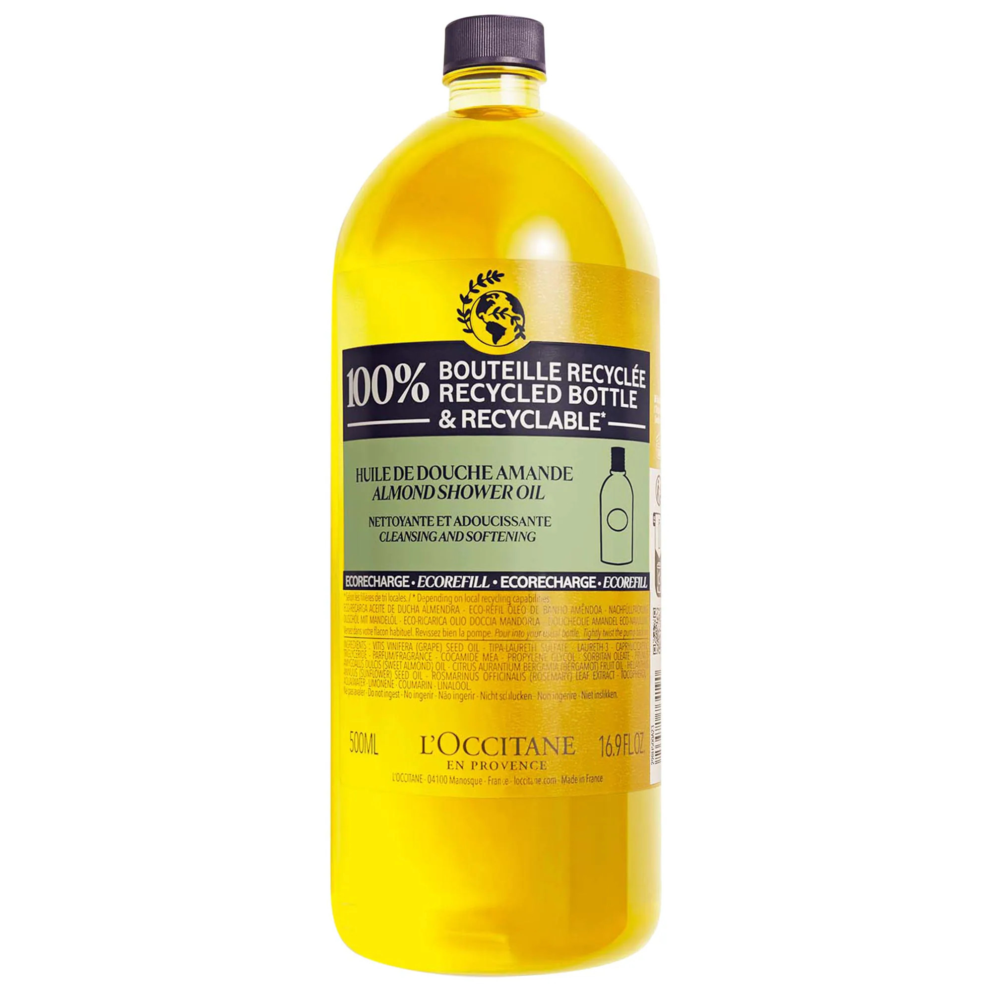 L'Occitane Cleansing And Softening Refillable Shower Oil With Almond Oil 16.9 oz / 500 mL Refill | Sephora (US)