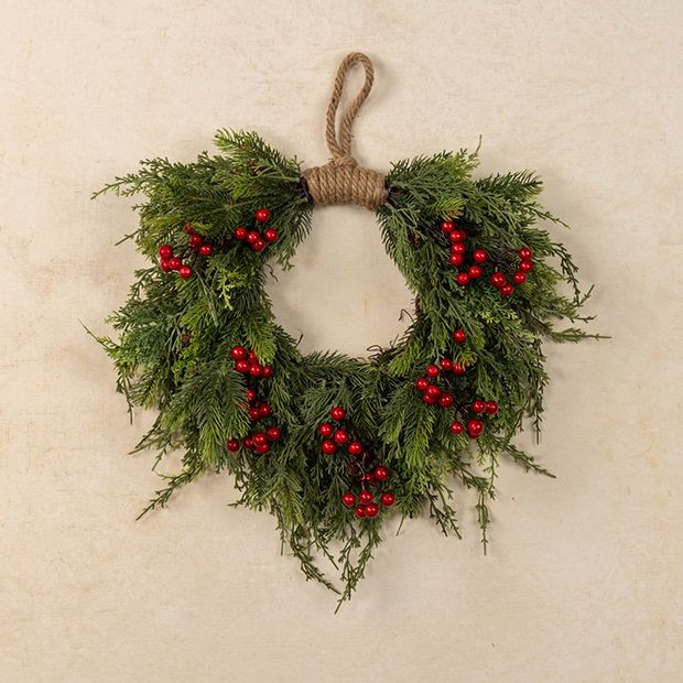 Hanging Cedar And Berry Wreath 20 Inch | Antique Farm House
