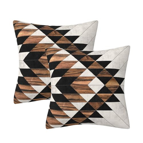 Geometric Black Brown Throw Pillow Cover Boho Geometric Farmhouse Decorative Throw Pillowcase Indoor Outdoor Cushion Cover Tribal Pattern Aztec Pillowcase for Couch Bedroom 18 x 18 Inch Set of 2 | Amazon (US)