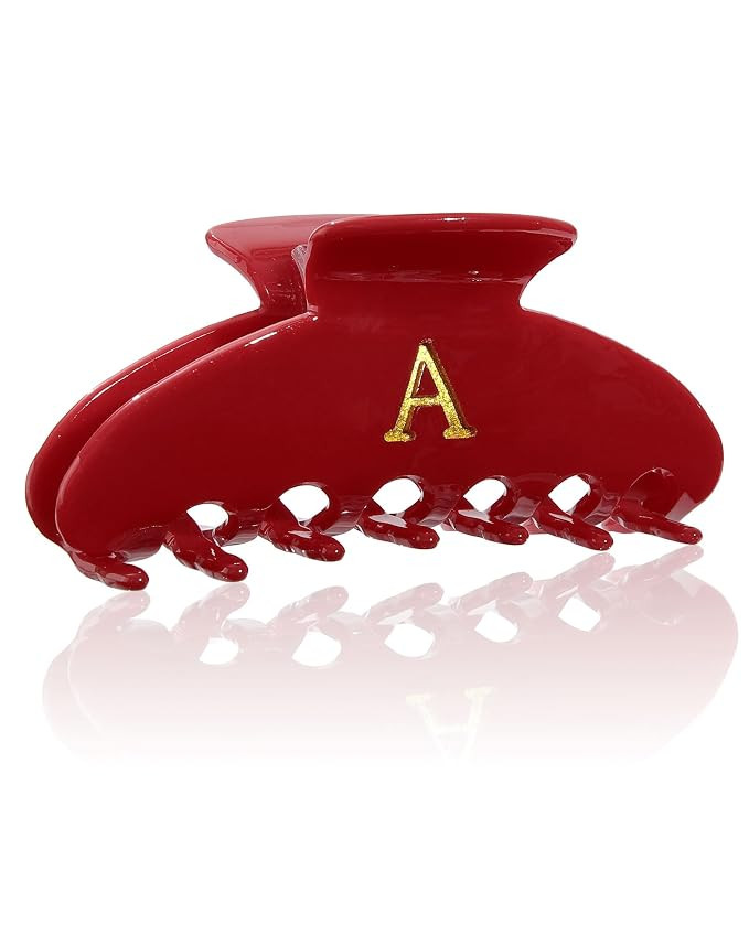 WELROG Red Initial Claw Clip for Women, Monogram Acrylic 3.9 in Hair Clips | Non-Slip Strong Hold... | Amazon (US)