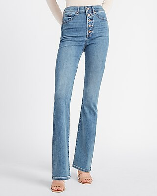 Super High Waisted Button Fly Bootcut Jeans | Express