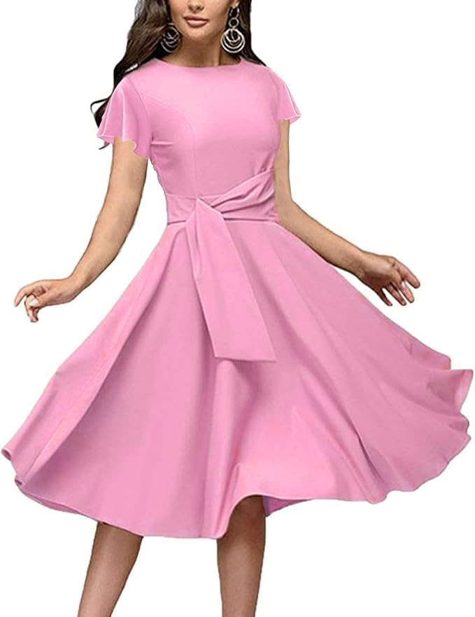 FENJAR Women's Formal Dresses Casual Wedding Guest Church Work Elegance Audrey Hepburn Style A-li... | Amazon (US)