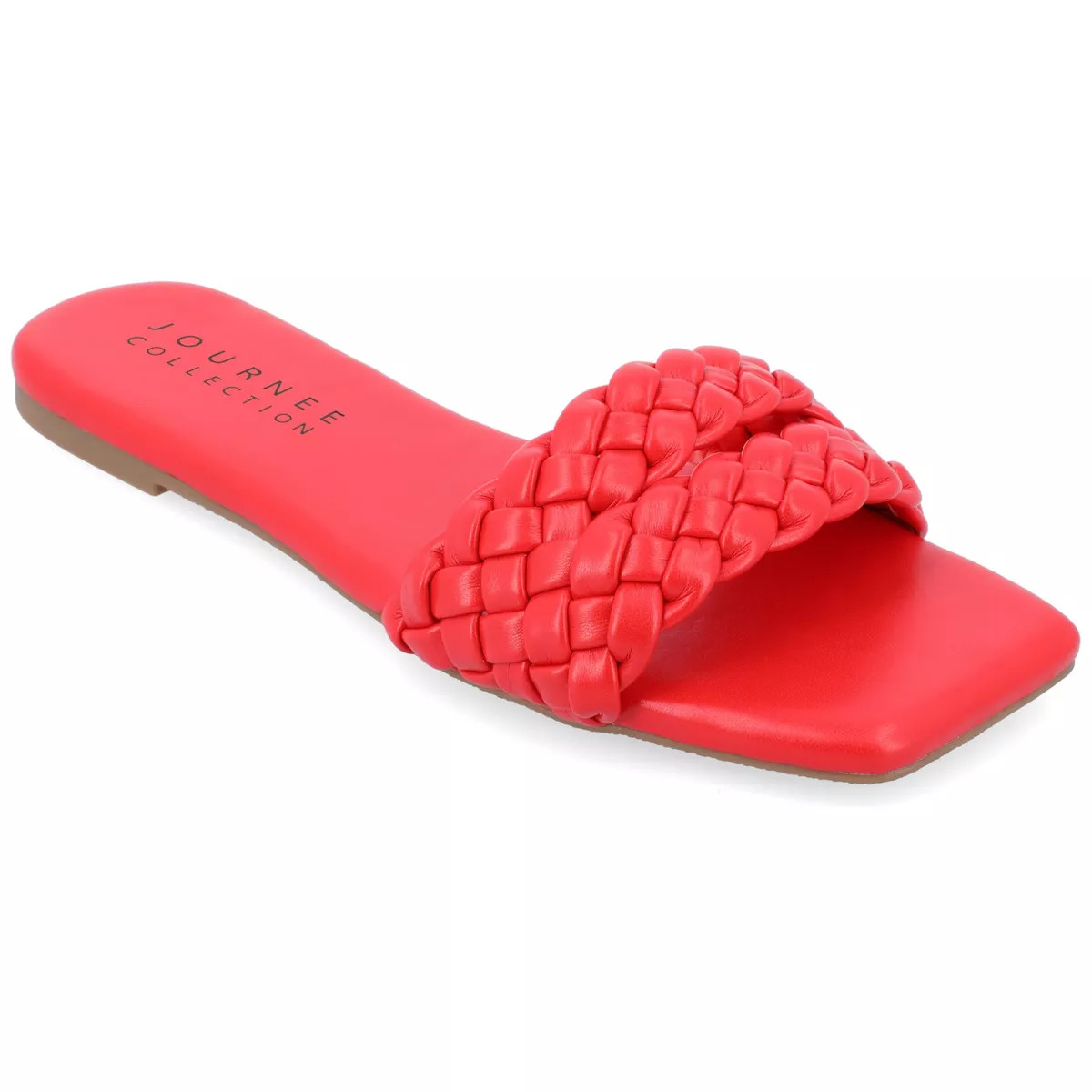 Journee Collection Womens Sawyerr Dual Braided Band Slide Sandals Red 8 | Target