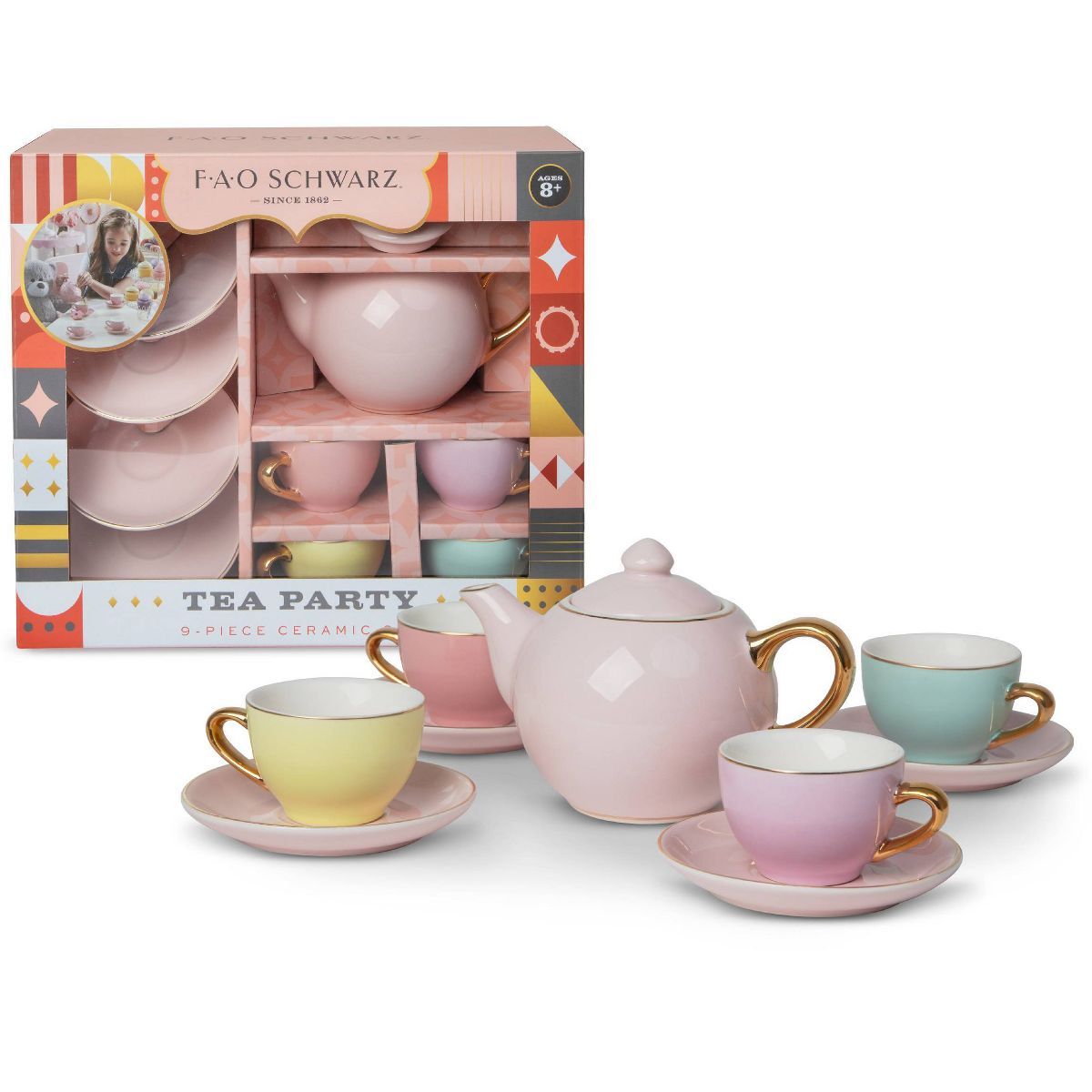 FAO Schwarz Hand-Glazed Ceramic Tea Party Set - 9pc | Target