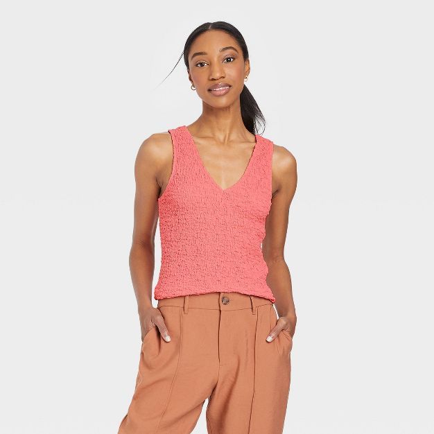 Women&#39;s Textured Tank Top - A New Day&#8482; Pink L | Target