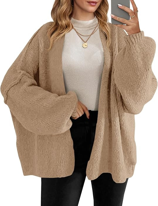 Saodimallsu Womens Oversized Open Front Cardigan Sweaters | Amazon (US)