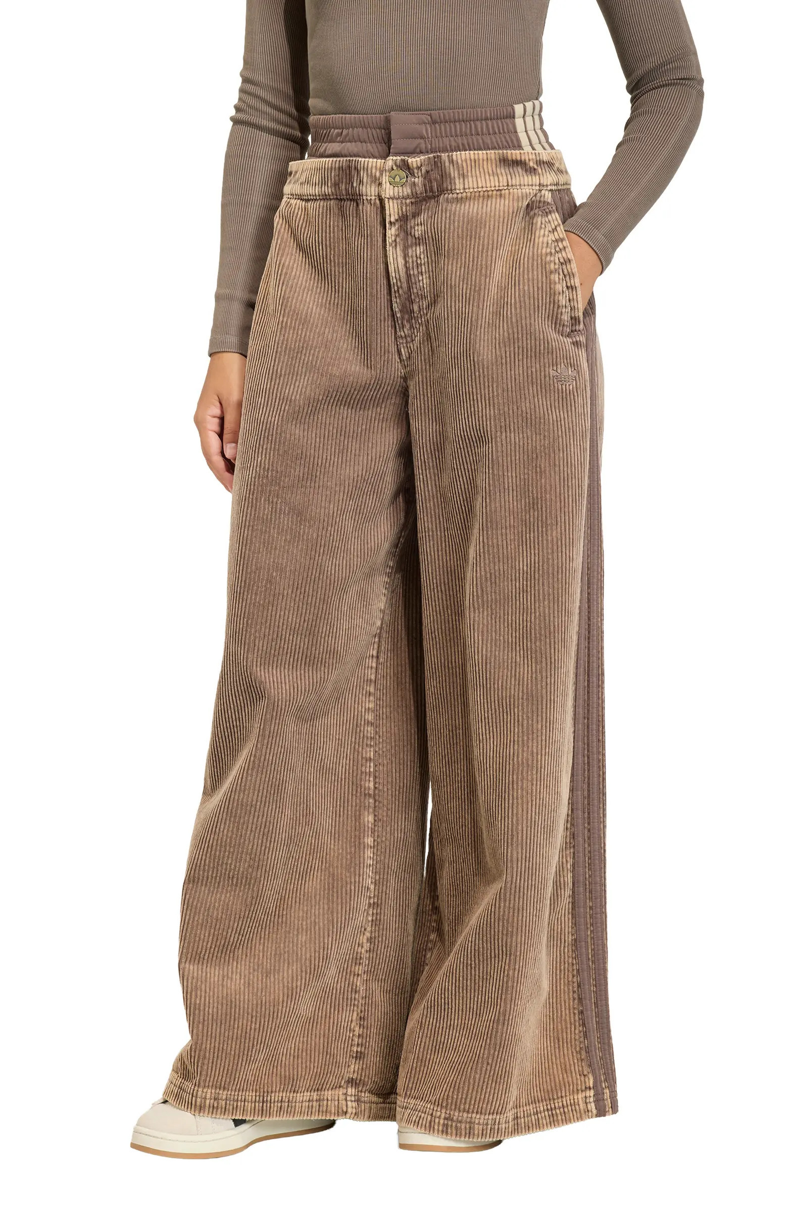 adidas Originals Side Stripe Corduroy Wide Leg Pants | Nordstrom | Nordstrom