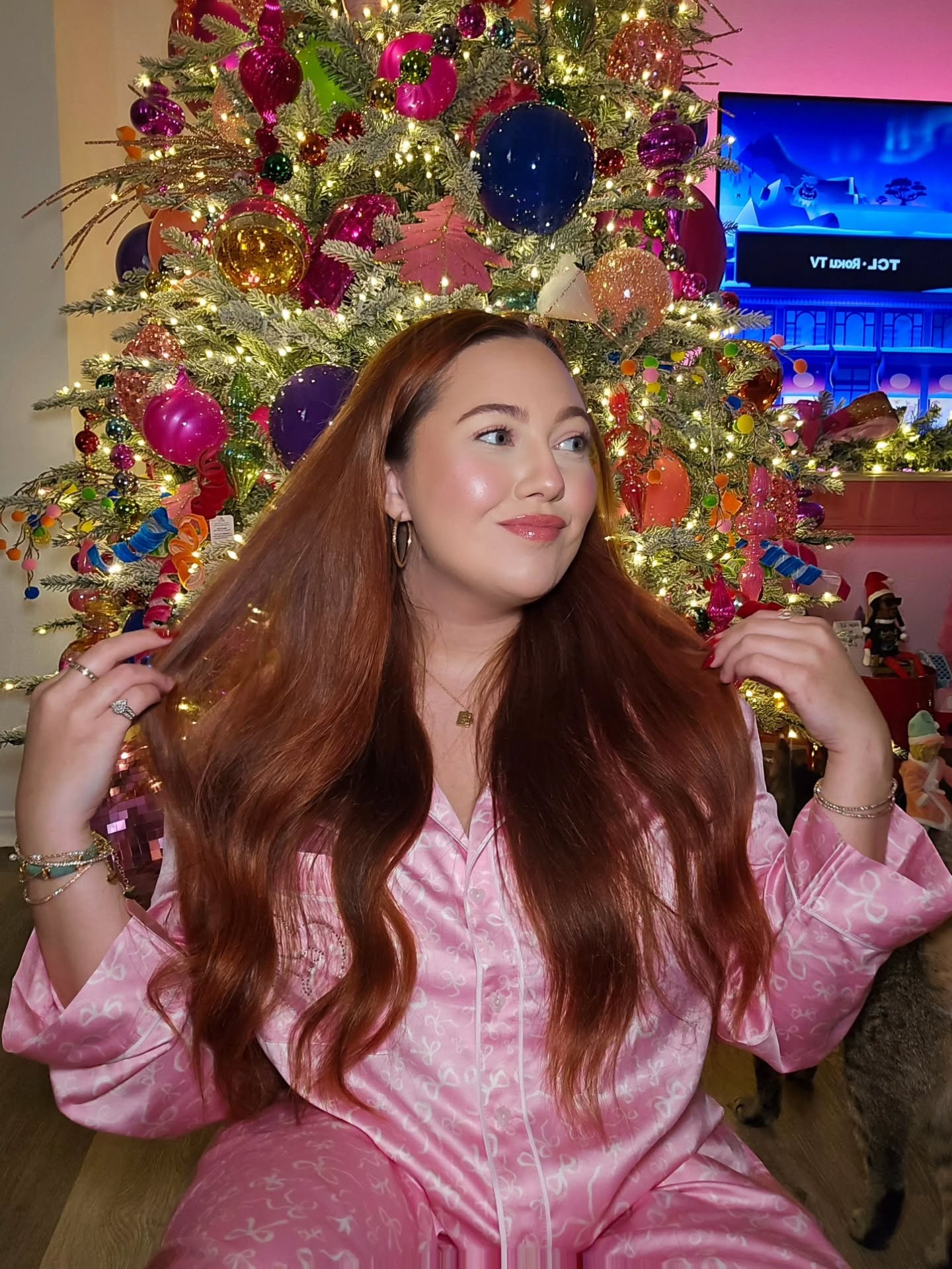 Our annual Christmas pajama pictures in front of the tree 🎄🐱 Casper also got a LoveShackFancy sweater for Christmas to match my pajamas but he wasn't in the mood for it 😂💗🎀

#LTKMidsize #LTKSeasonal #LTKPetite