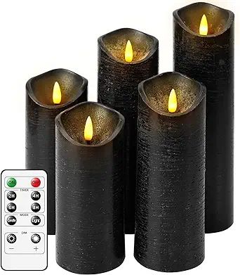 Nimiko Flickering Flameless Candles with Remote Control and Timer Set of 5 Pc Real Wax LED Pillar... | Amazon (US)