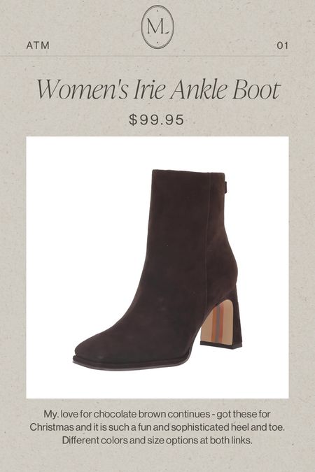 My. love for chocolate brown continues - got these for Christmas and it is such a fun and sophisticated heel and toe. Different colors and size options at both links.