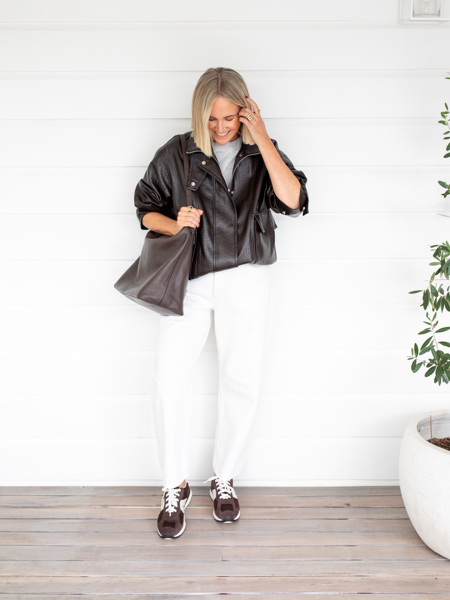 Tee: size L
Jeans: size 29

Jacket is Zara but sold out so have linked alternatives 

Shoes: FRANKIE4 Axel sneaker (code NIKKI20)

#LTKaustralia #LTKover50style #LTKmidsize
