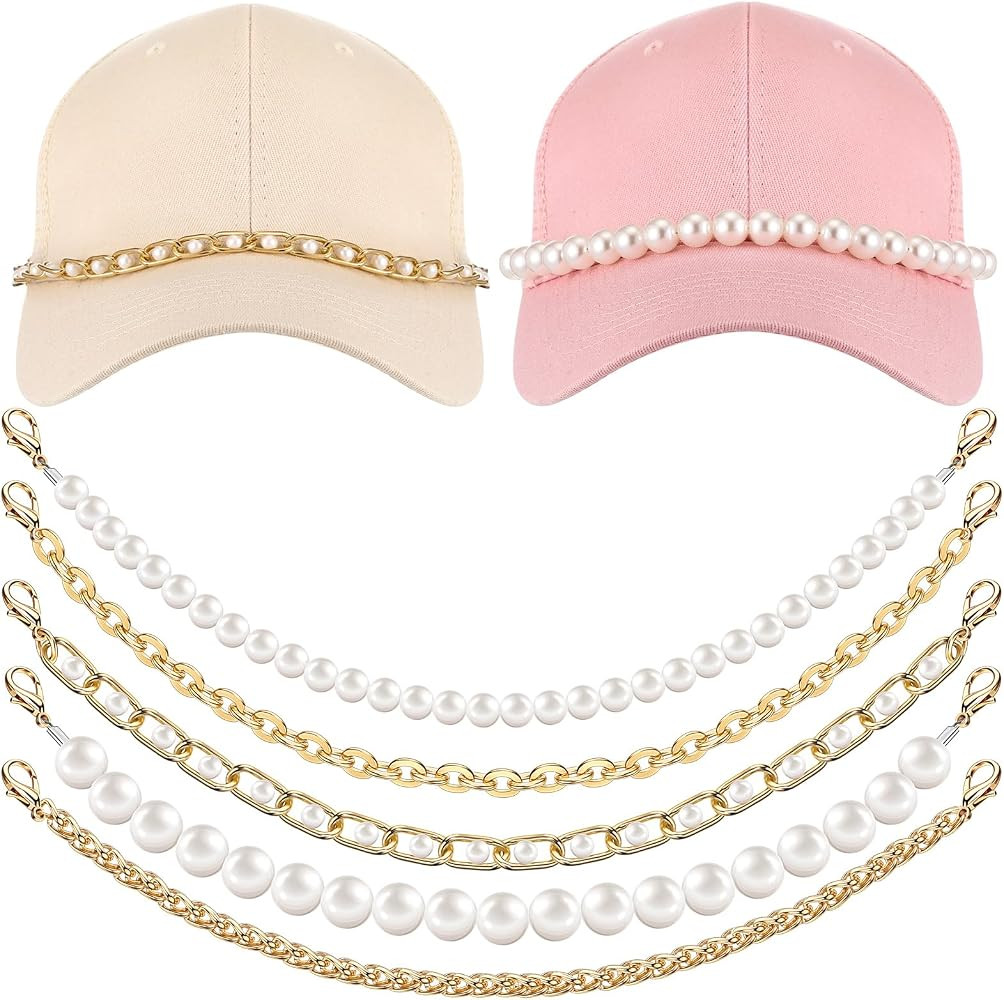 5 Pcs Gold Trucker Hat Chain for Women Metal Link Baseball Cap Charms Decoration Detachable Bill ... | Amazon (US)
