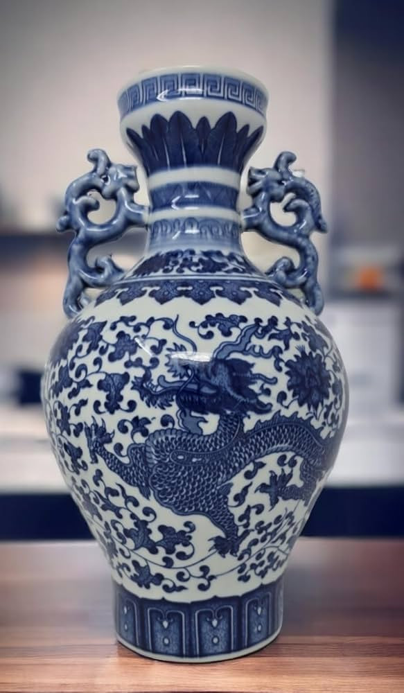 Classic Blue and White Dragon Porcelain Vase, Jingdezhen, China | Amazon (US)