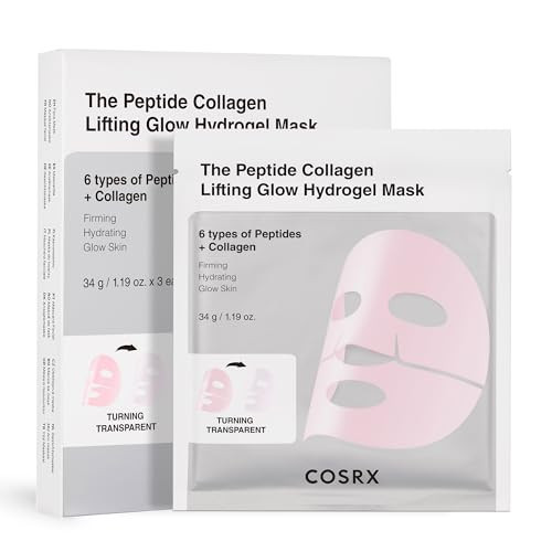 COSRX The Peptide Collagen Lifting Glow Hydrogel Face Masks Skincare 3 EA, Collagen Face Mask, Travel Essentials, Overnight Face Mask, Korean SkinCare | Amazon (US)