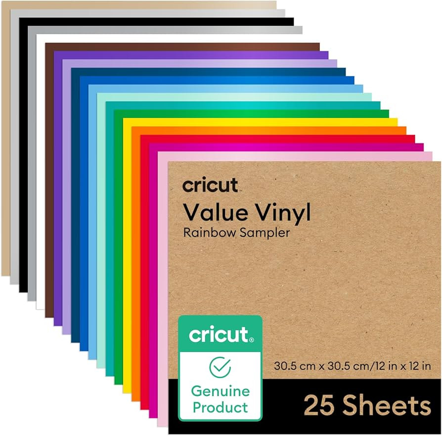 Cricut® Value Permanent Vinyl, 25ft Rainbow Sampler 12in x 12in (25 Count) | Amazon (US)