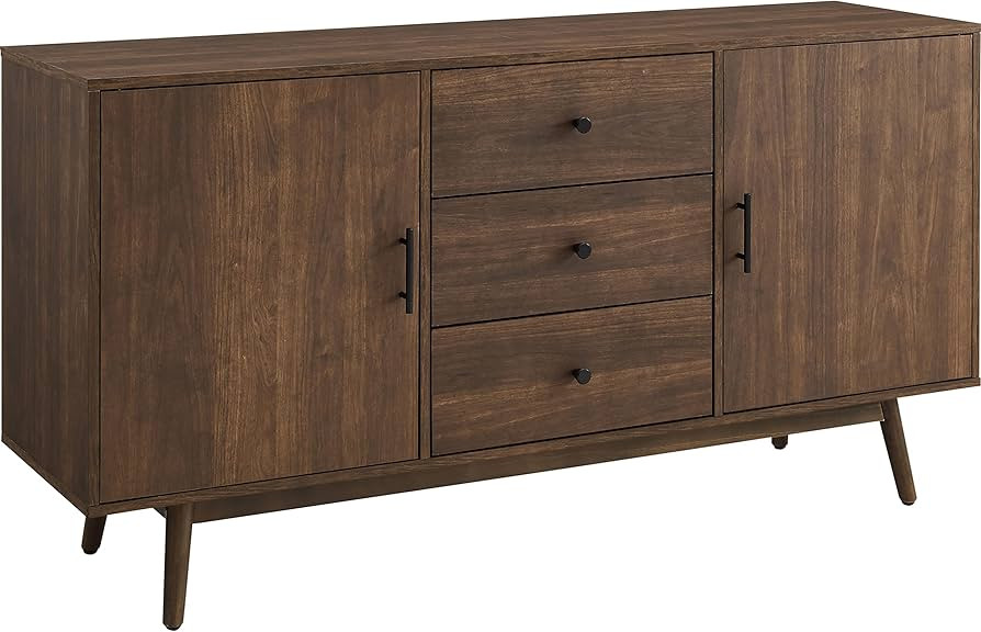 Crosley Furniture Lucas Mid Century Sideboard Buffet Cabinet with Storage, Brown | Amazon (US)