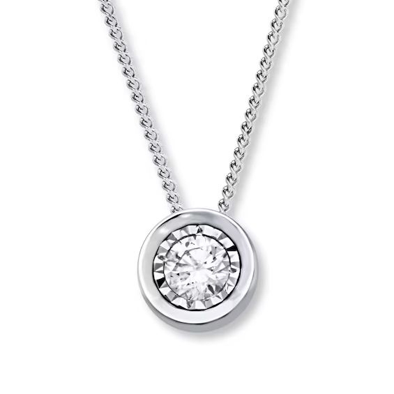 Diamond Solitaire Necklace 1/4 Carat 10K White Gold | Kay Jewelers