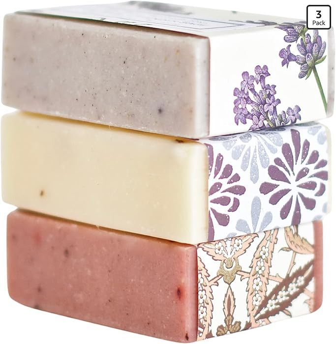 Handmade Soap Set of 3 Bars - Natural Bar Soap - Mother's day gifts | Amazon (US)