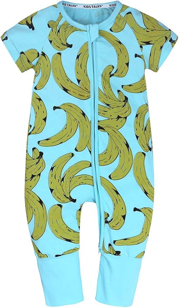 Kids Tales Baby Boys Girls Zipper Short Sleeve Pajama Sleeper Cotton Romper(Size 3M-3T) | Amazon (US)