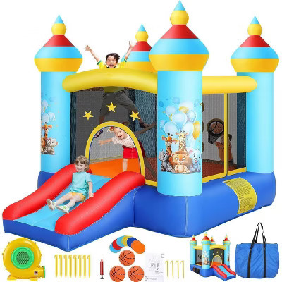 HOMDOX 8.9 ft x 6.9 ft Inflatable Bounce House, Outdoor Indoor Fun Bouncy House with 470W Blower, Slide & Jumping Area, Ball Toss Game for Kids 2-10 | Target