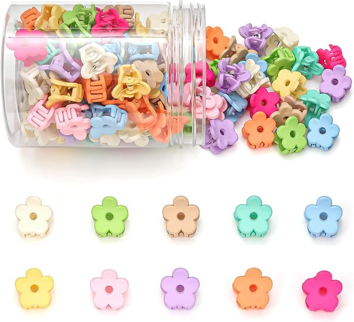 Small Flower Hair Clips 100PCS, Mini Hair Clips Baby Claw Clips Cute Jaw Clips Hair Pins Hair Bar... | Amazon (US)