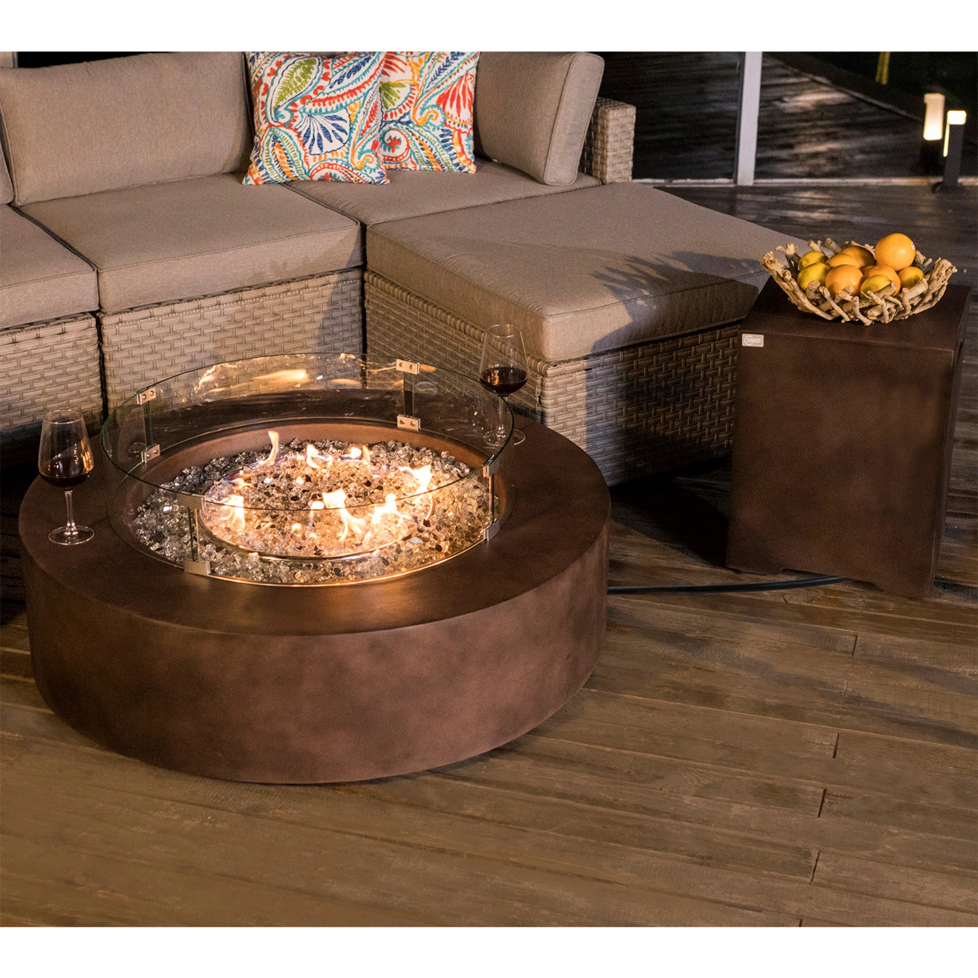 Kinzie Round Concrete Propane Smokeless Fire Pit Table | Wayfair North America