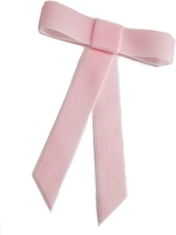 Large Velvet Hair Bow Collection (Barrette, Pearl Pink) | Amazon (US)