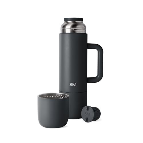 Simple Modern 36oz Insulated Hot Beverage Bottle with 2 Mugs | Travel Coffee Thermos for Hot Drinks | Twist and Pour Top | Commute, Travel, and Picnic Friendly | Roam Collection | Graphite | Amazon (US)