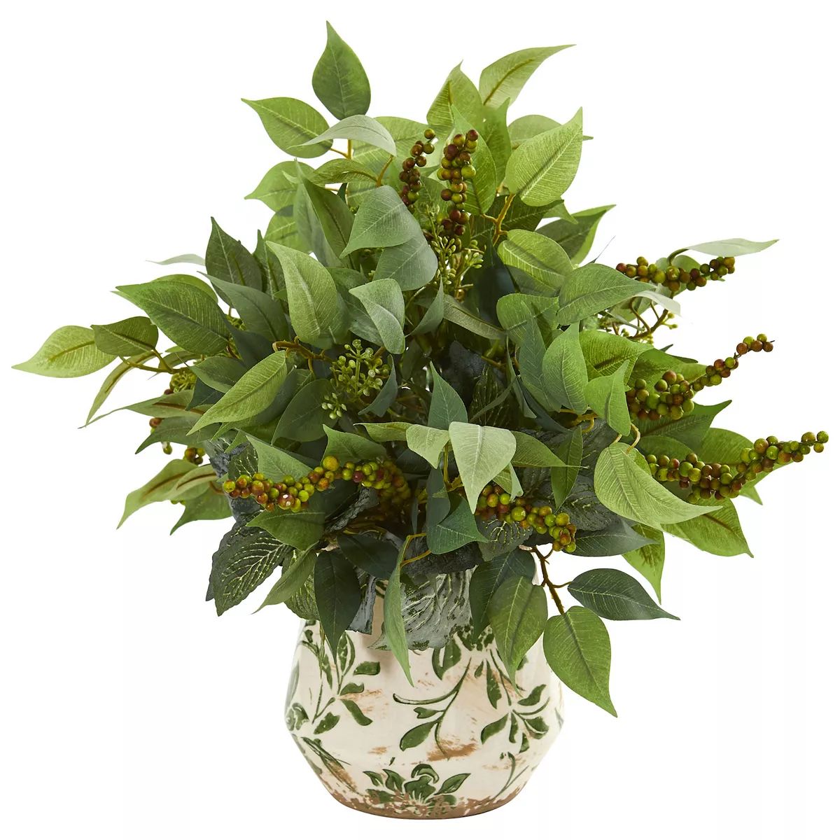 nearly natural Mixed Ficus, Fittonia & Berries Artificial Plant in Floral Vase | Kohl's