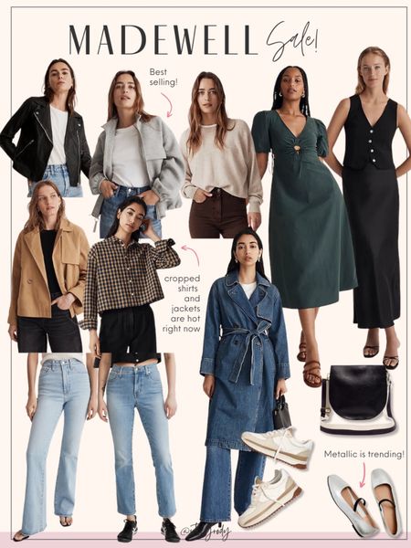 Madewell sale for all your fall fashion needs. Metallic is trending and so are ballet slippers. Look at the pretty dresses and cute cropped jackets / shirts too. 

#LTKSale #LTKover40 #LTKsalealert