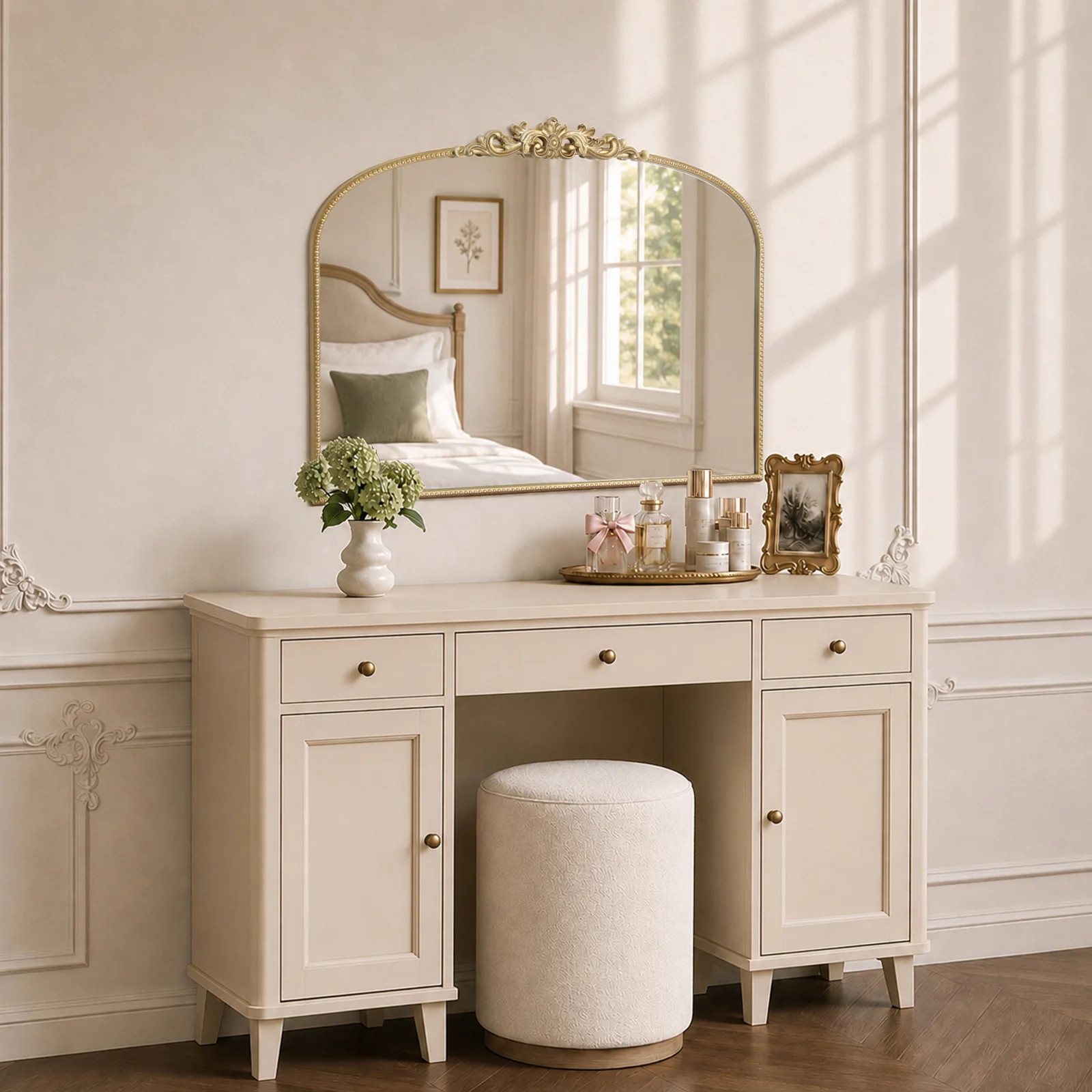 Kiany Metal Arched Mirror Vintage Mirror with Ornate Frame | Wayfair North America