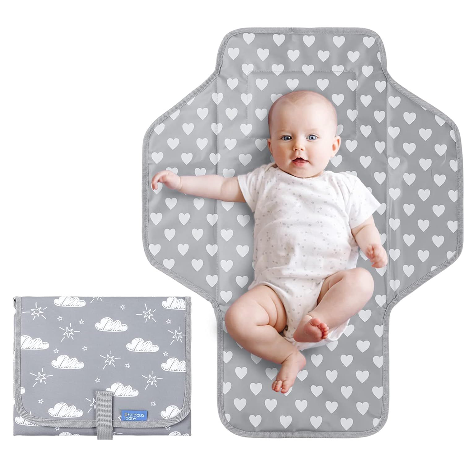 Baby Portable Changing Pad Travel - Waterproof Compact Diaper Changing Mat with Built-in Pillow -... | Amazon (US)
