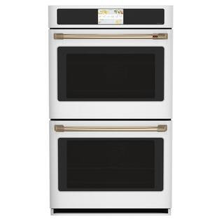 Cafe 30 in. Smart Double Electric Smart Wall Oven with Convection Self-Cleaning in Matte White, F... | The Home Depot