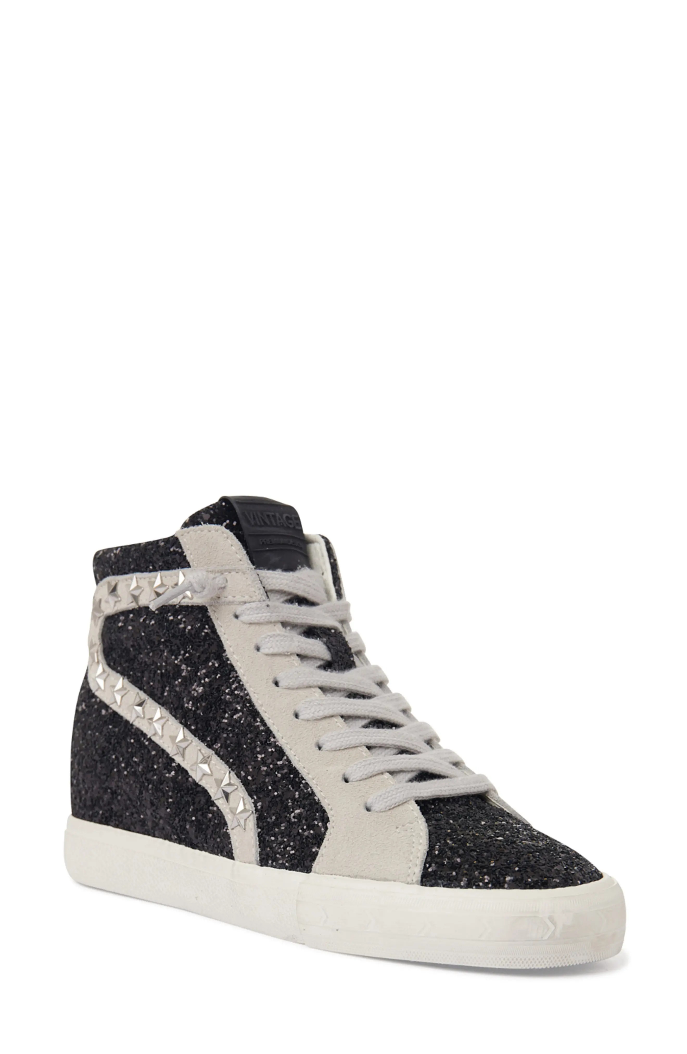 Vintage Havana Leona Star Studded High Top Sneaker in Black Glitter Multi at Nordstrom, Size 8 | Nordstrom