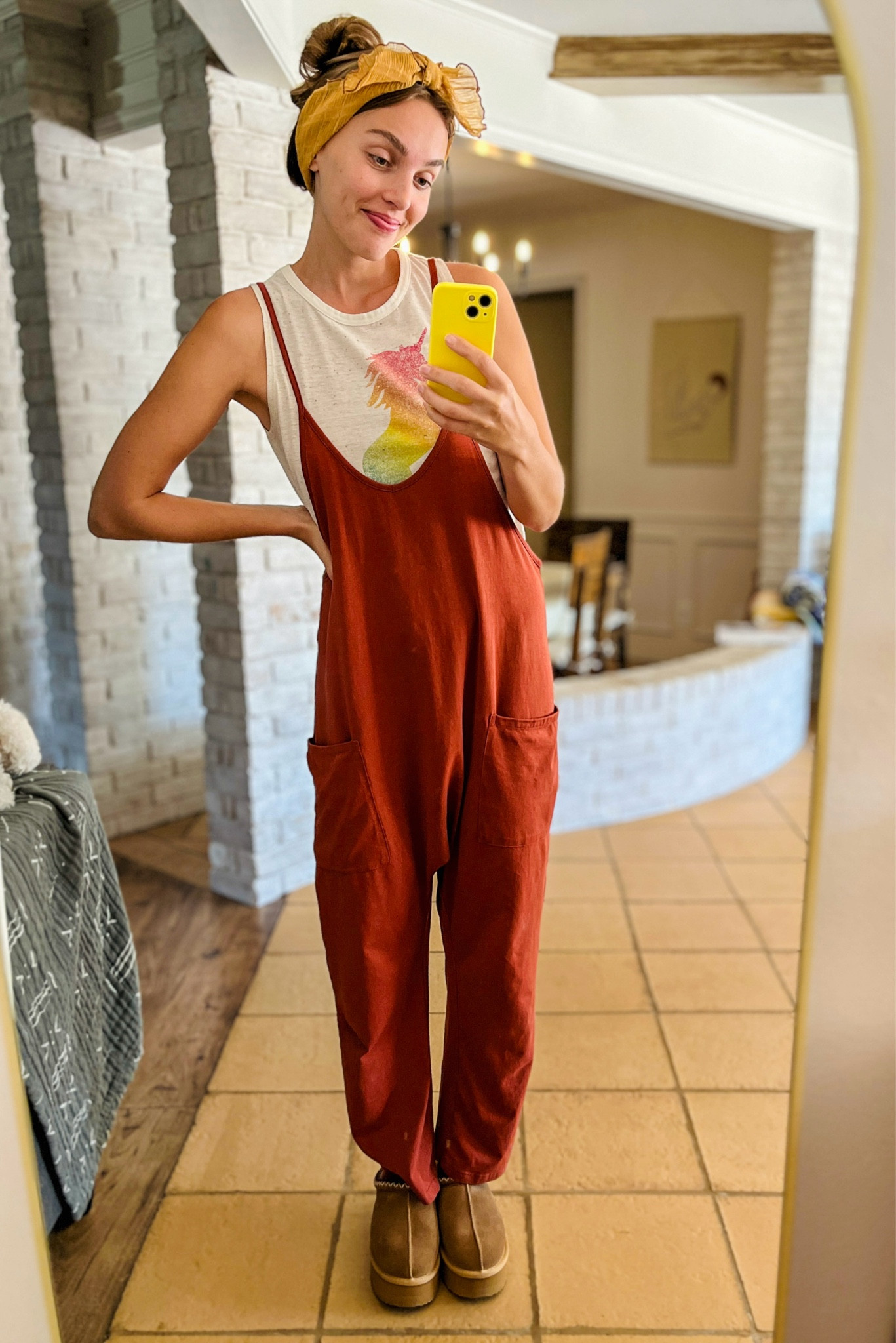 The COMFIEST outfit I have put on my body in a while!

I sized up to M for the jumpsuit for baggier fit and to leave room for shrinking (95% cotton). Love the fit! This would be great for pregnant mommas, too! 

Sized up 1/2 size in the shoes, but could have even gone a whole size up for thicker socks, so I would recommend going 1/2-1 full size up in these!

#ootd #momootd #jumpsuit #casualstyle #falloutfits #falloutfitideas 

#LTKSeasonal #LTKBump #LTKFindsUnder50