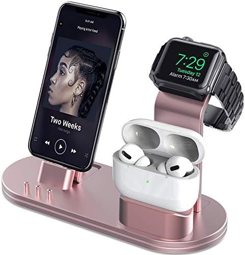 OLEBR Charging Stand Compatible with AirPods, iWatch Series 6/7/SE/5/4/3/2/1,Phone Series 13/12/1... | Amazon (US)
