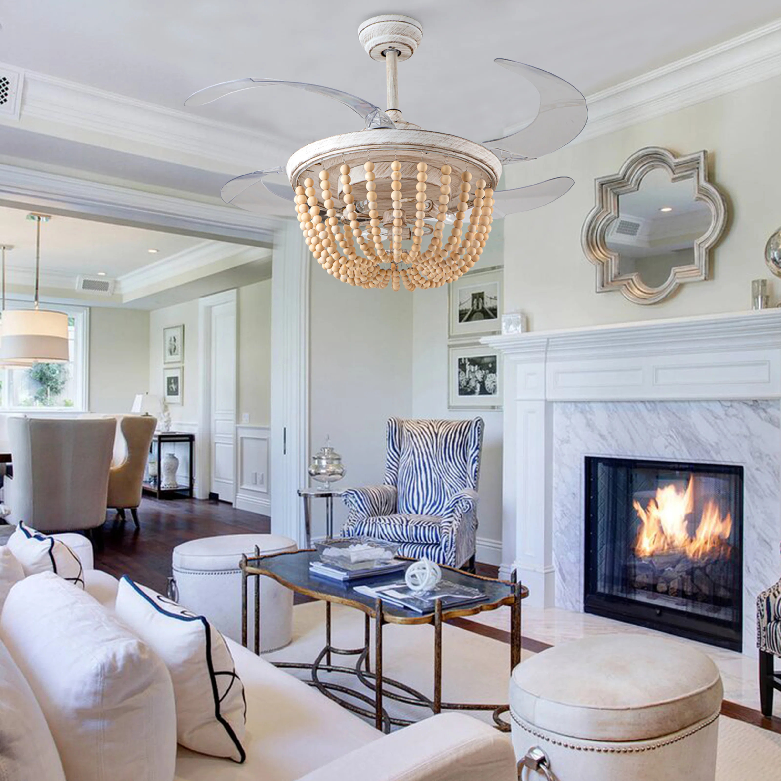 Dakota Fields Callandra 48 inch Farmhouse Boho Retractable Ceiling Fan with Bulbs & Reviews | Way... | Wayfair North America